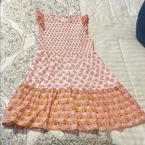 Women’s Pink Patterned Ruffle Sleeve Dress